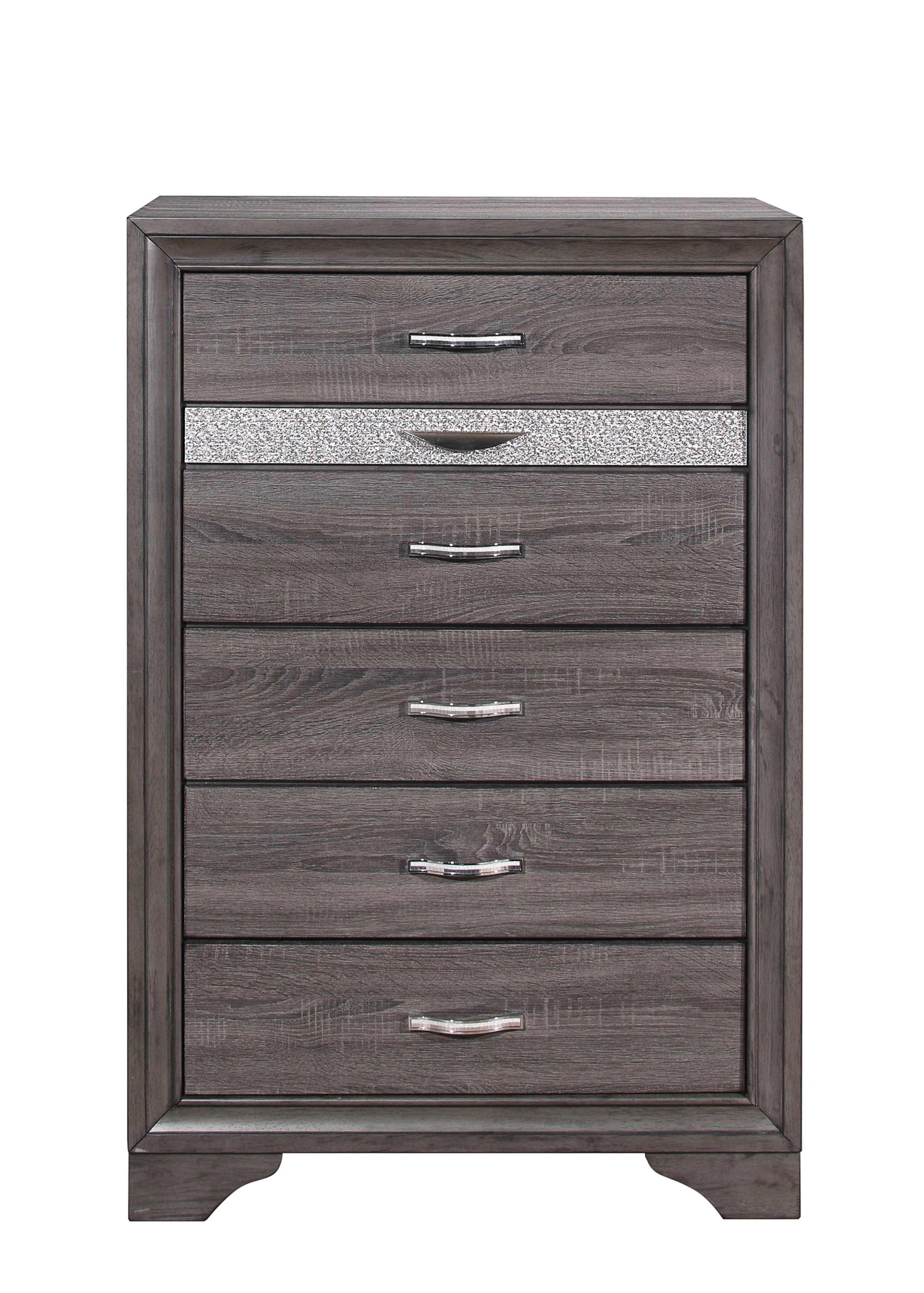 35" Grey Manufactured Wood Six Drawer Chest-1