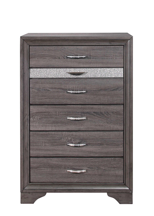 35" Grey Manufactured Wood Six Drawer Chest-0