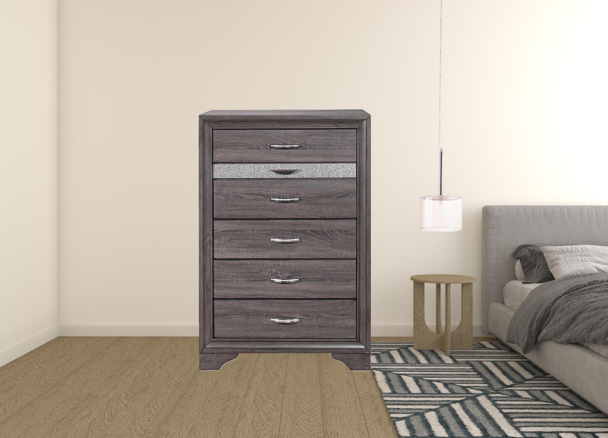 35" Grey Manufactured Wood Six Drawer Chest-2