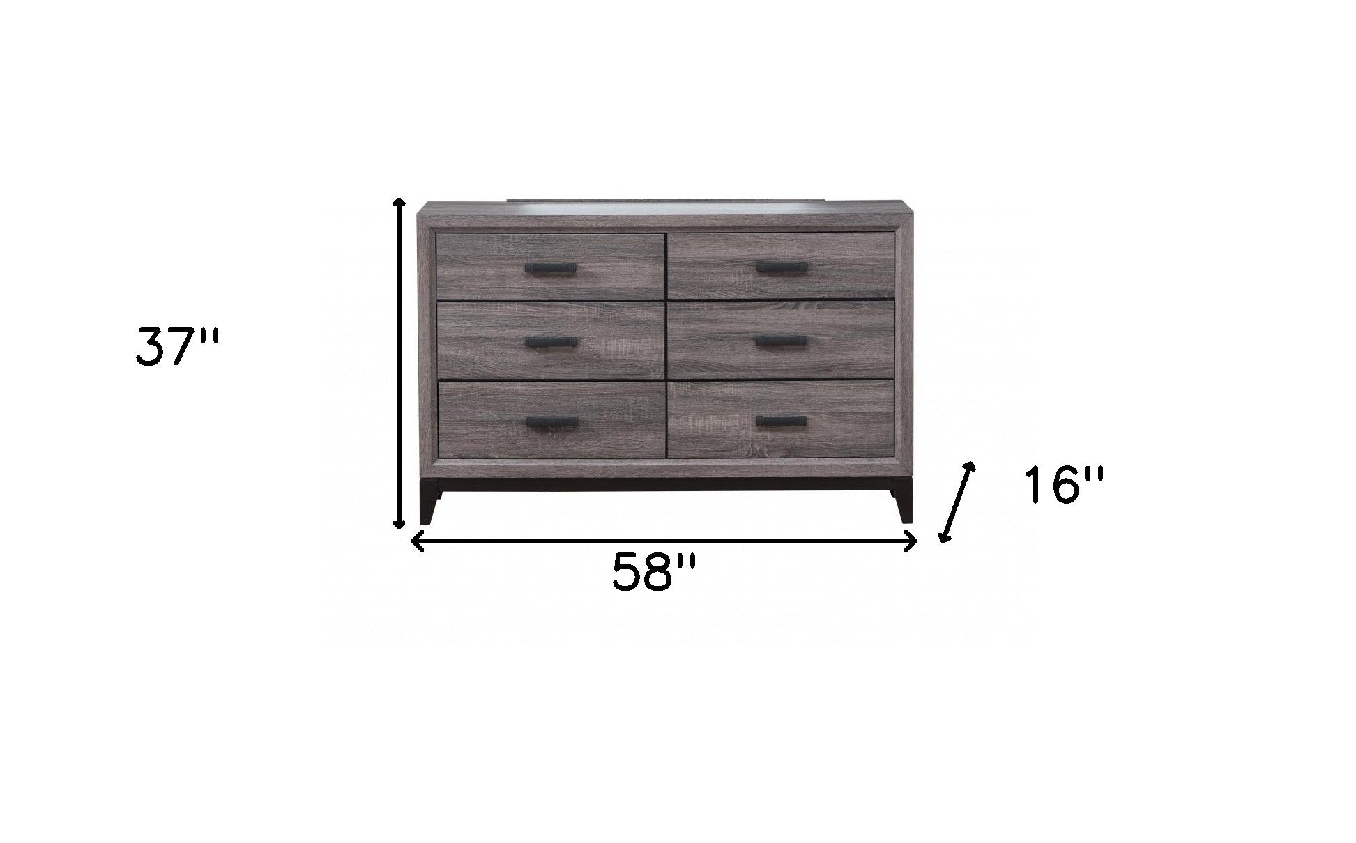 58" Gray Solid and Manufactured Wood Six Drawer Double Dresser-5