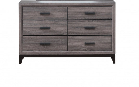 58" Gray Solid and Manufactured Wood Six Drawer Double Dresser-0