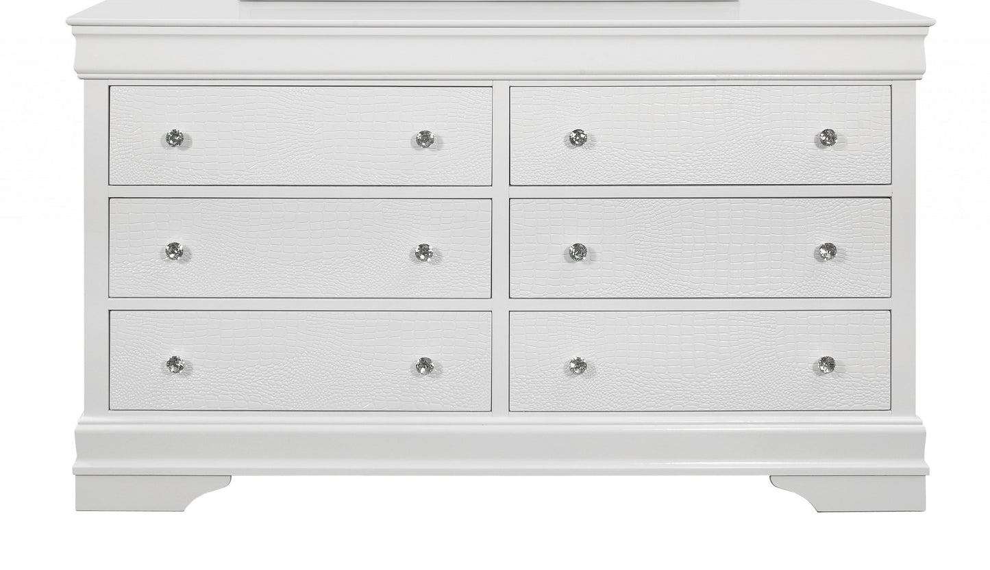58" Metallic White Solid Wood Six Drawer Double Dresser-2