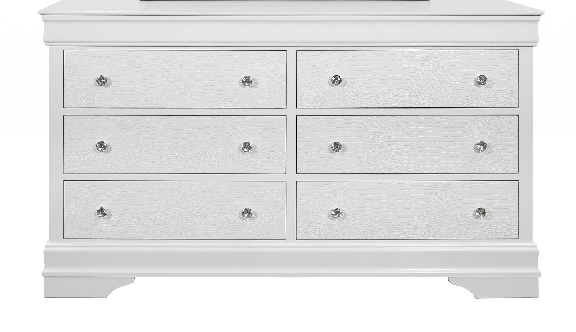 58" Metallic White Solid Wood Six Drawer Double Dresser-2