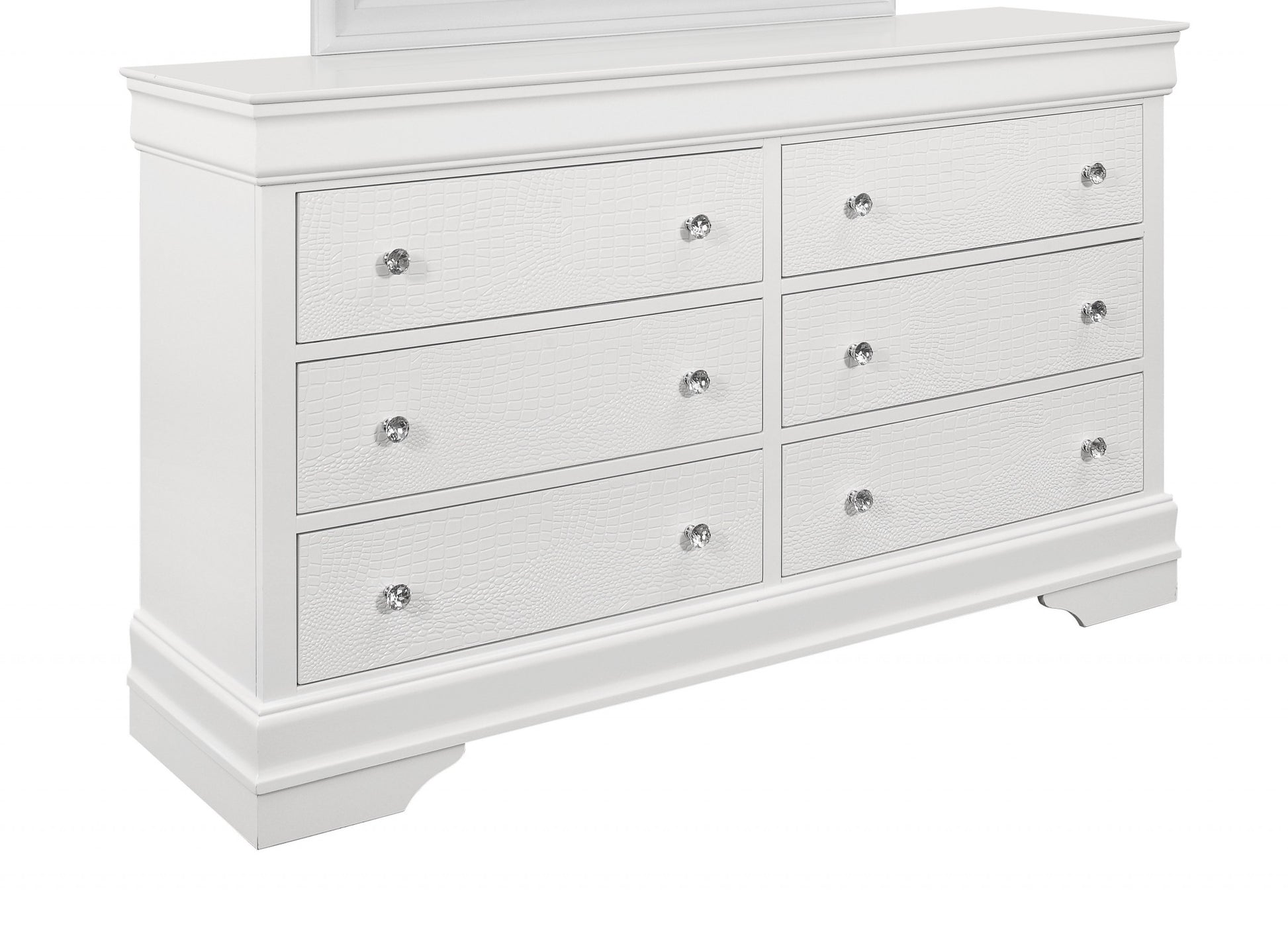 58" Metallic White Solid Wood Six Drawer Double Dresser-1