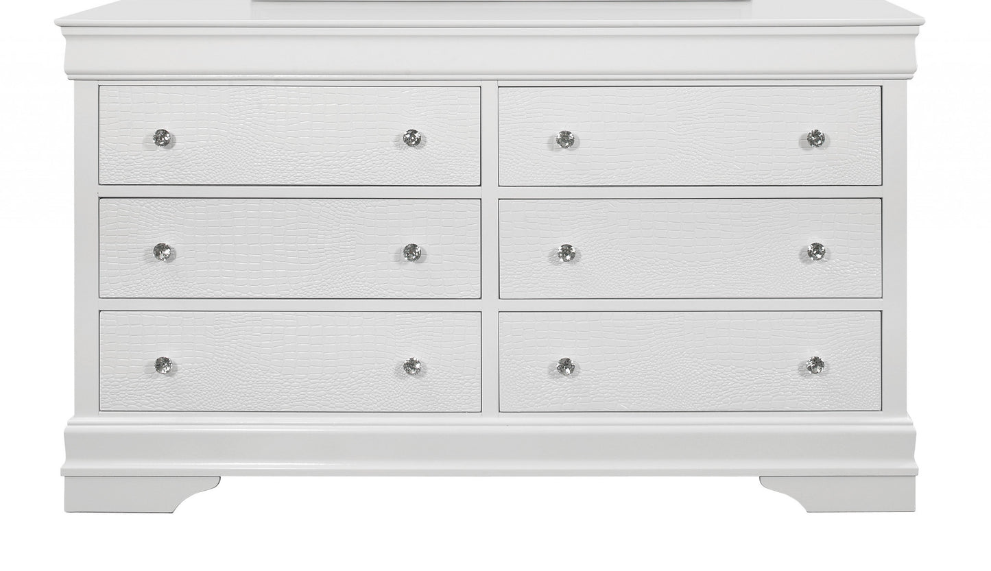 58" Metallic White Solid Wood Six Drawer Double Dresser-0