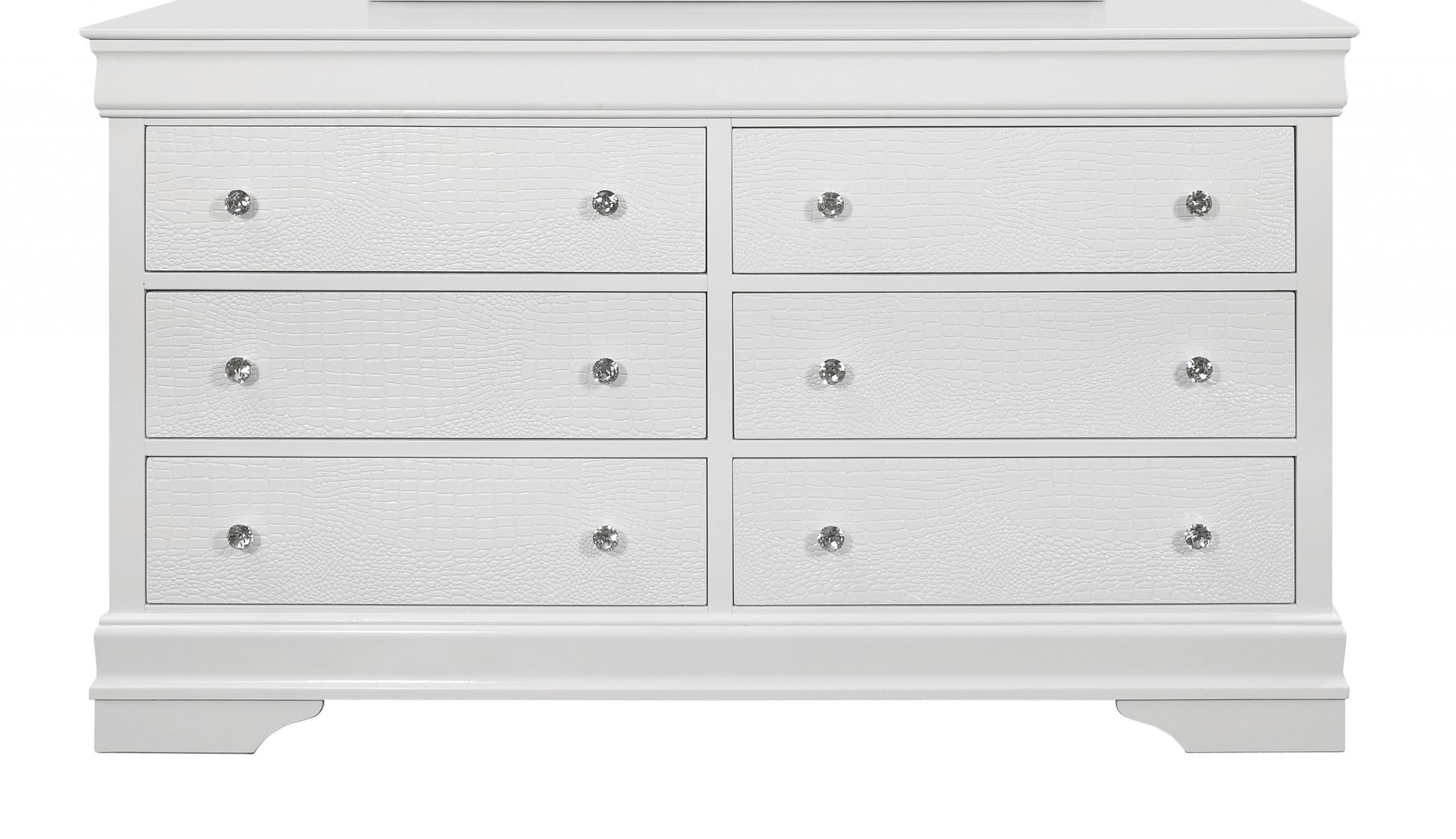 58" Metallic White Solid Wood Six Drawer Double Dresser-0