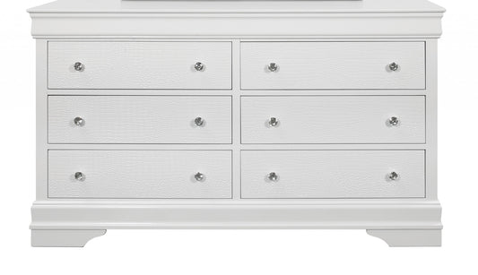 58" Metallic White Solid Wood Six Drawer Double Dresser-0