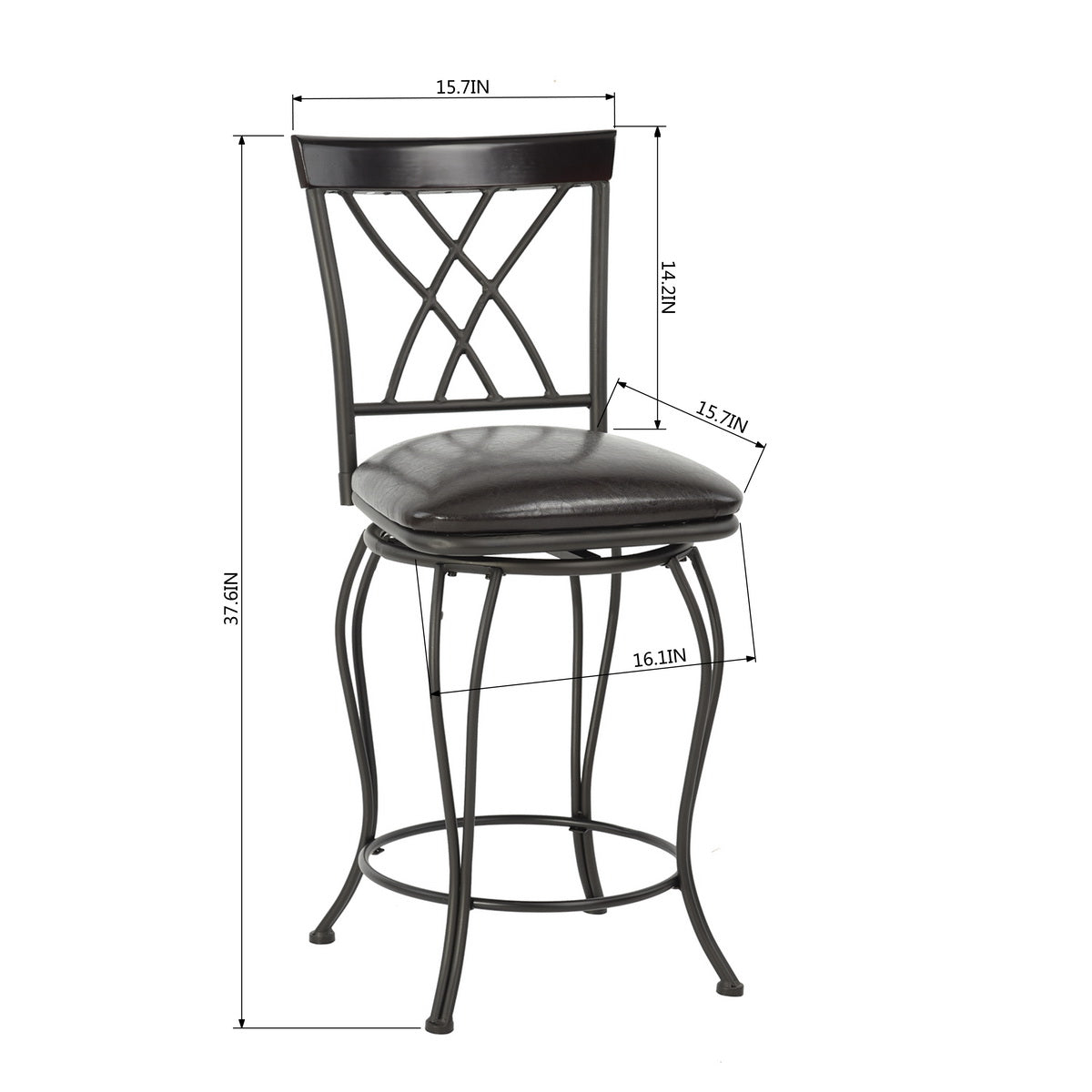 Set of Two 24" Black Manufactured Wood and Steel Counter Height Swivel Bar Chairs-8