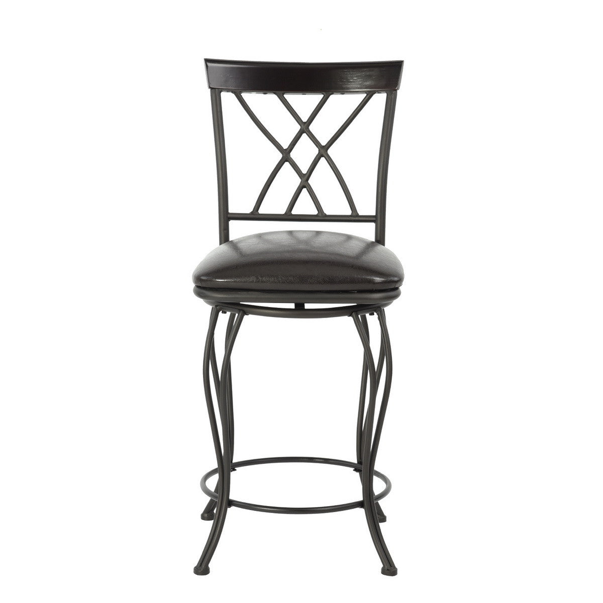 Set of Two 24" Black Manufactured Wood and Steel Counter Height Swivel Bar Chairs-2