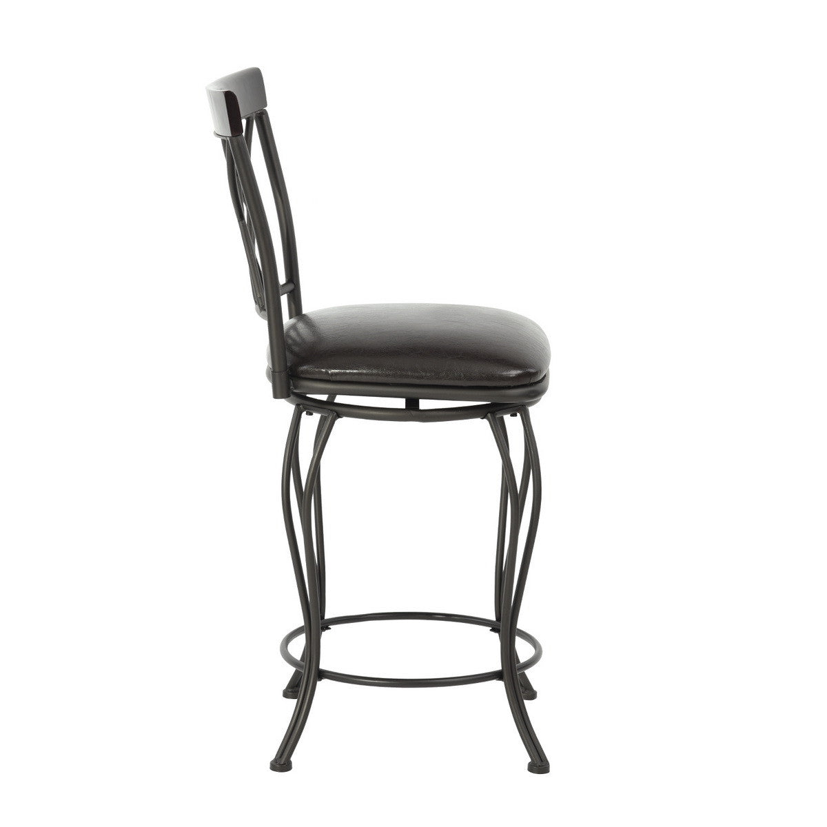 Set of Two 24" Black Manufactured Wood and Steel Counter Height Swivel Bar Chairs-3
