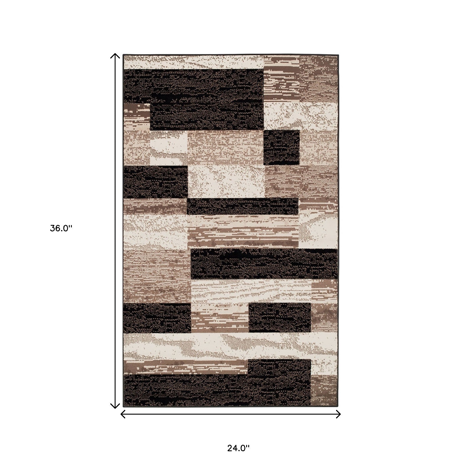2' X 3' Chocolate Patchwork Power Loom Stain Resistant Area Rug-2
