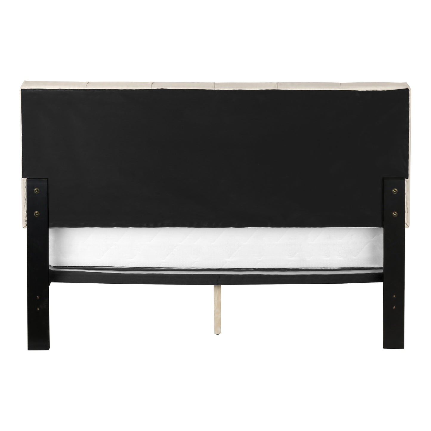 Beige Tufted Linen Queen Bed Frame-1