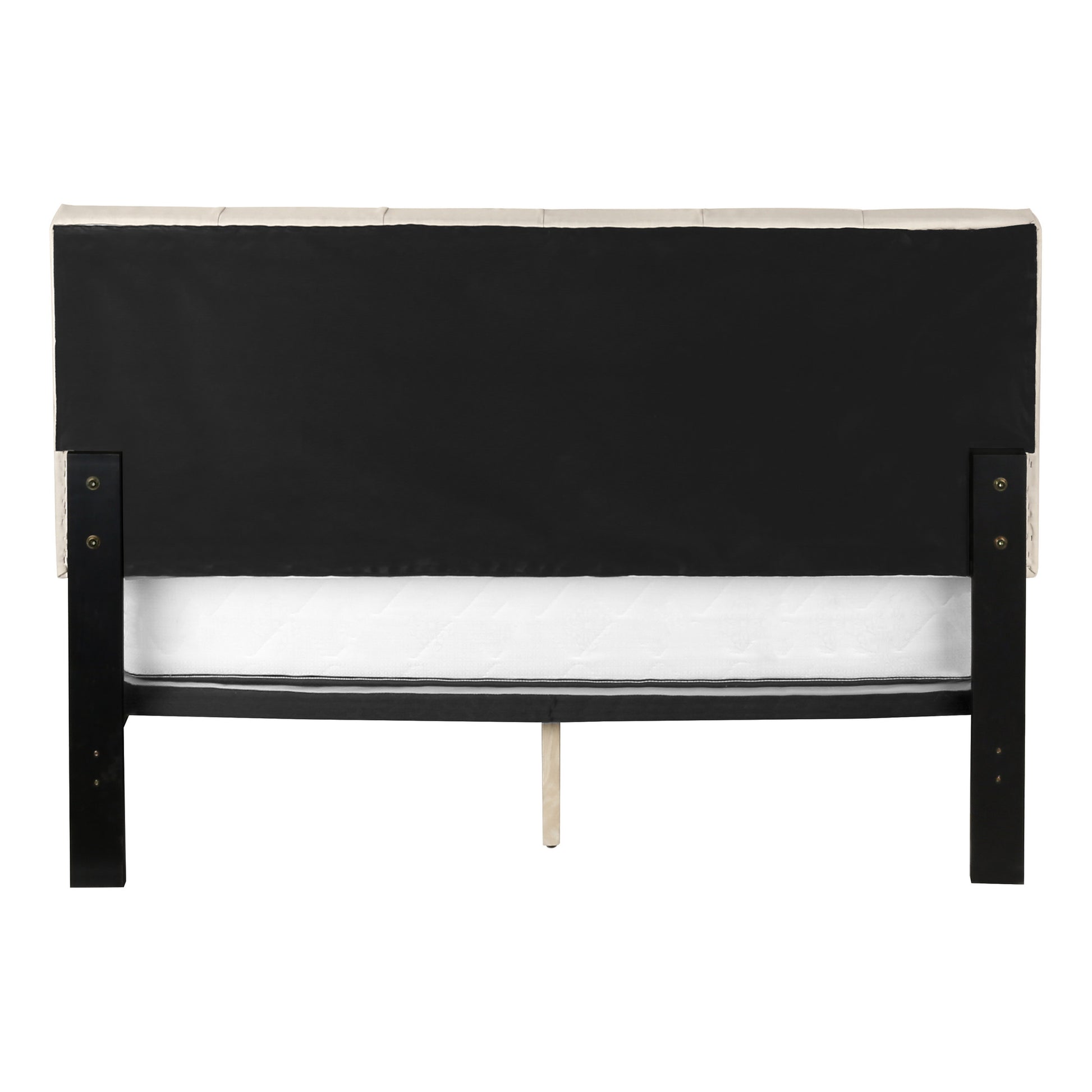 Beige Tufted Linen Queen Bed Frame-1