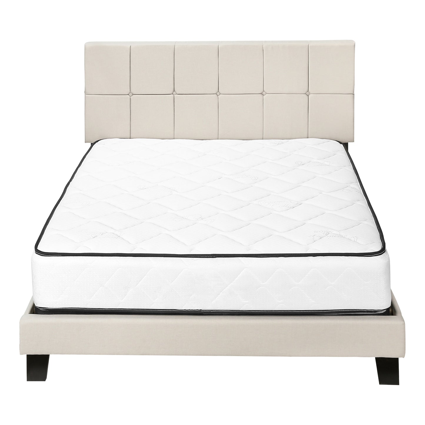 Beige Tufted Linen Queen Bed Frame-4