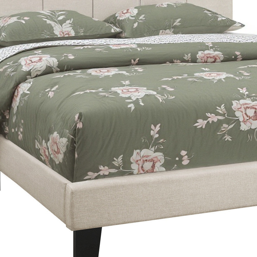 Beige Tufted Linen Queen Bed Frame-6