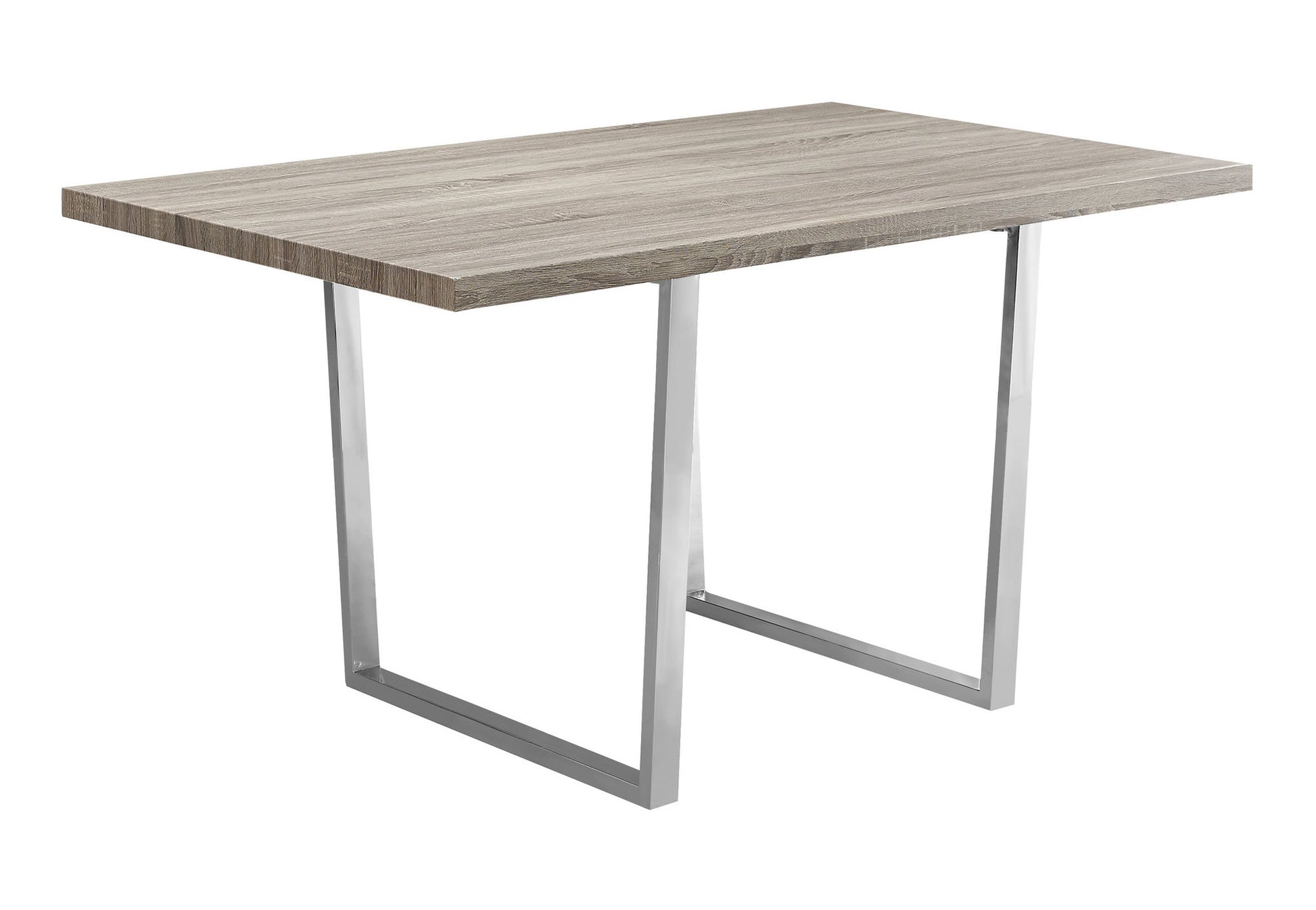 59" Taupe And Silver Solid Wood And Metal Sled Base Dining Table-6