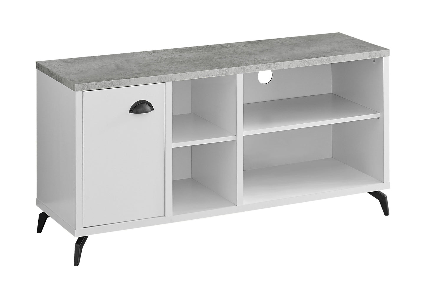 47" Gray And White Wood Enclosed and Open Storage TV Stand-2