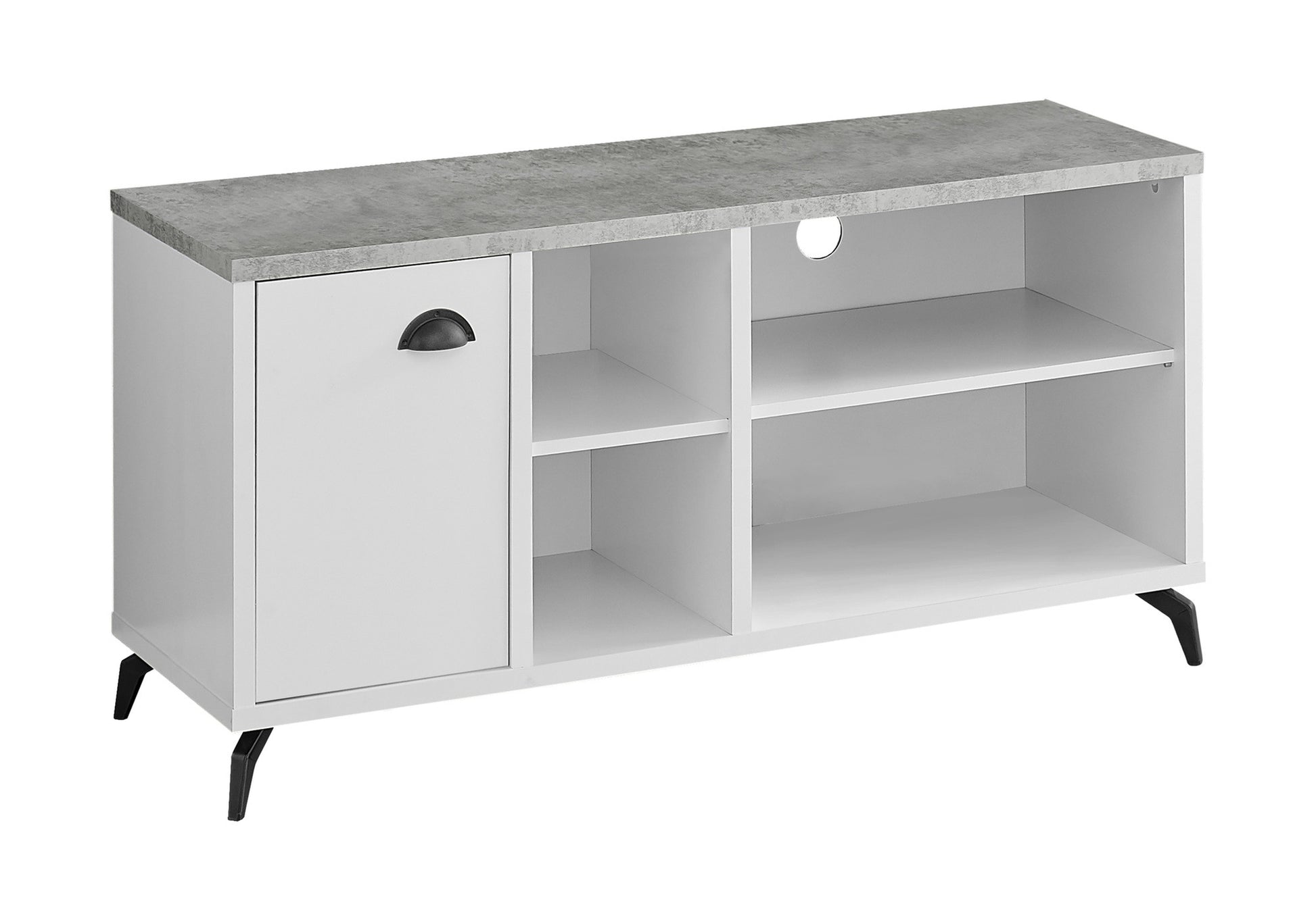 47" Gray And White Wood Enclosed and Open Storage TV Stand-2