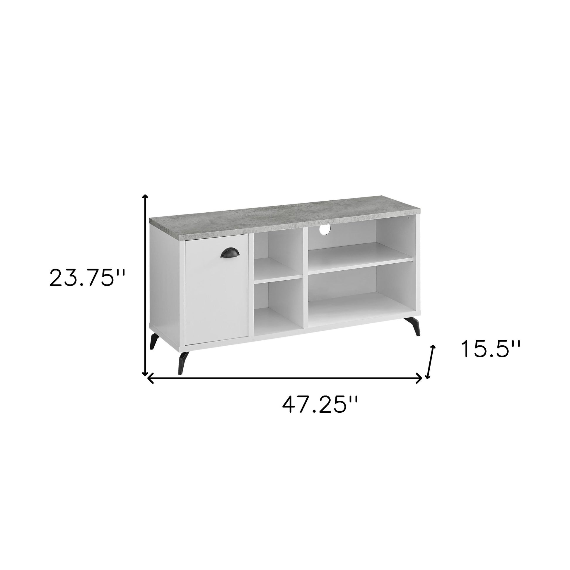47" Gray And White Wood Enclosed and Open Storage TV Stand-8