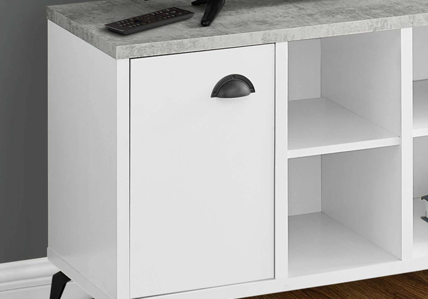 47" Gray And White Wood Enclosed and Open Storage TV Stand-6