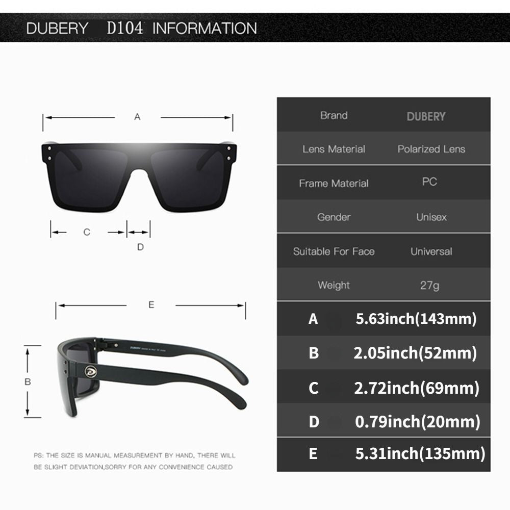 DUBERY, One-piece Large-frame Fashion Glasses, Trendy Polarized Sports Fashion Glasses, Riding One-piece Fashion Glasses