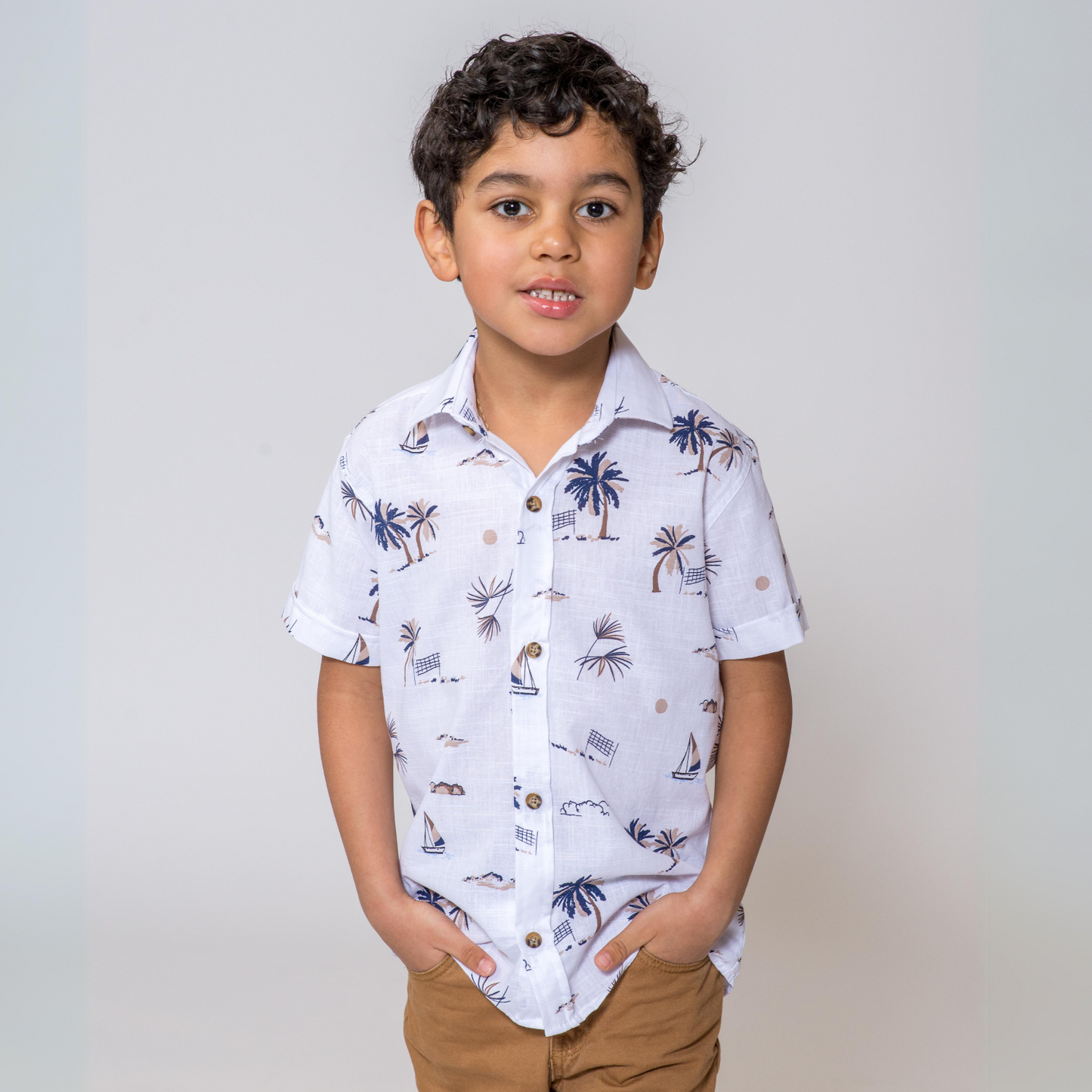 Short Sleeve Boys Cotton Shirt-0