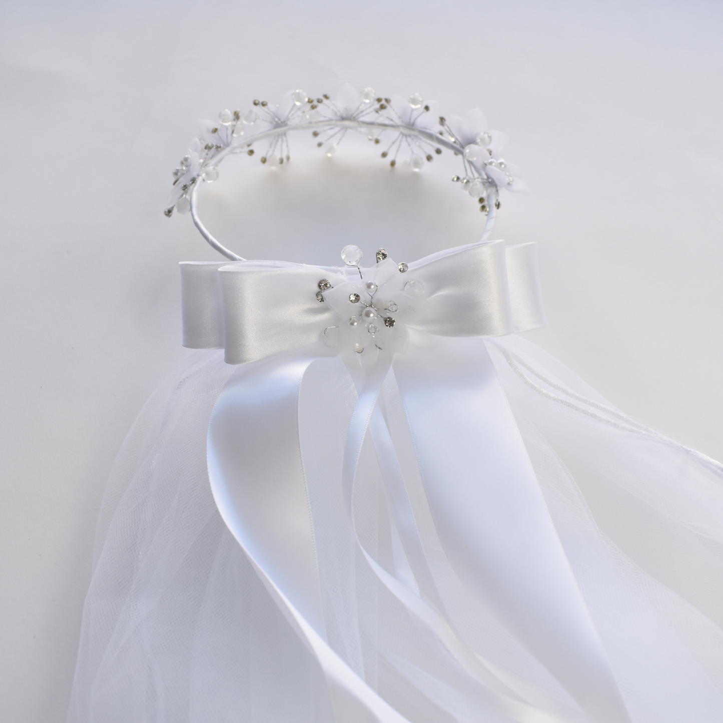 Flowers bow veil for girls dresses-2
