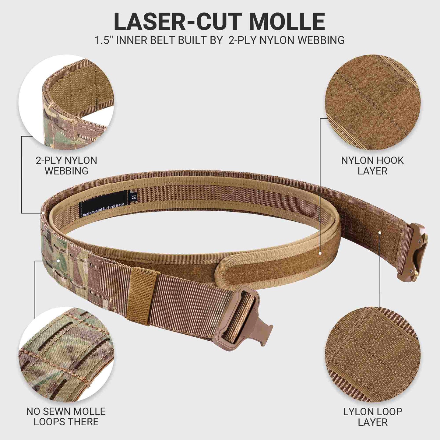 Tactical MOLLE Battle Belt with Quick Release Buckle-4