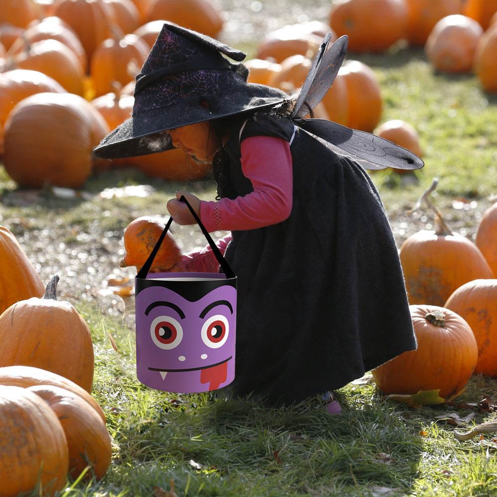 Halloween Candy Bag - Handheld LED Light-up Pumpkin Bag Tube, Halloween Trick-or-Treat Bag