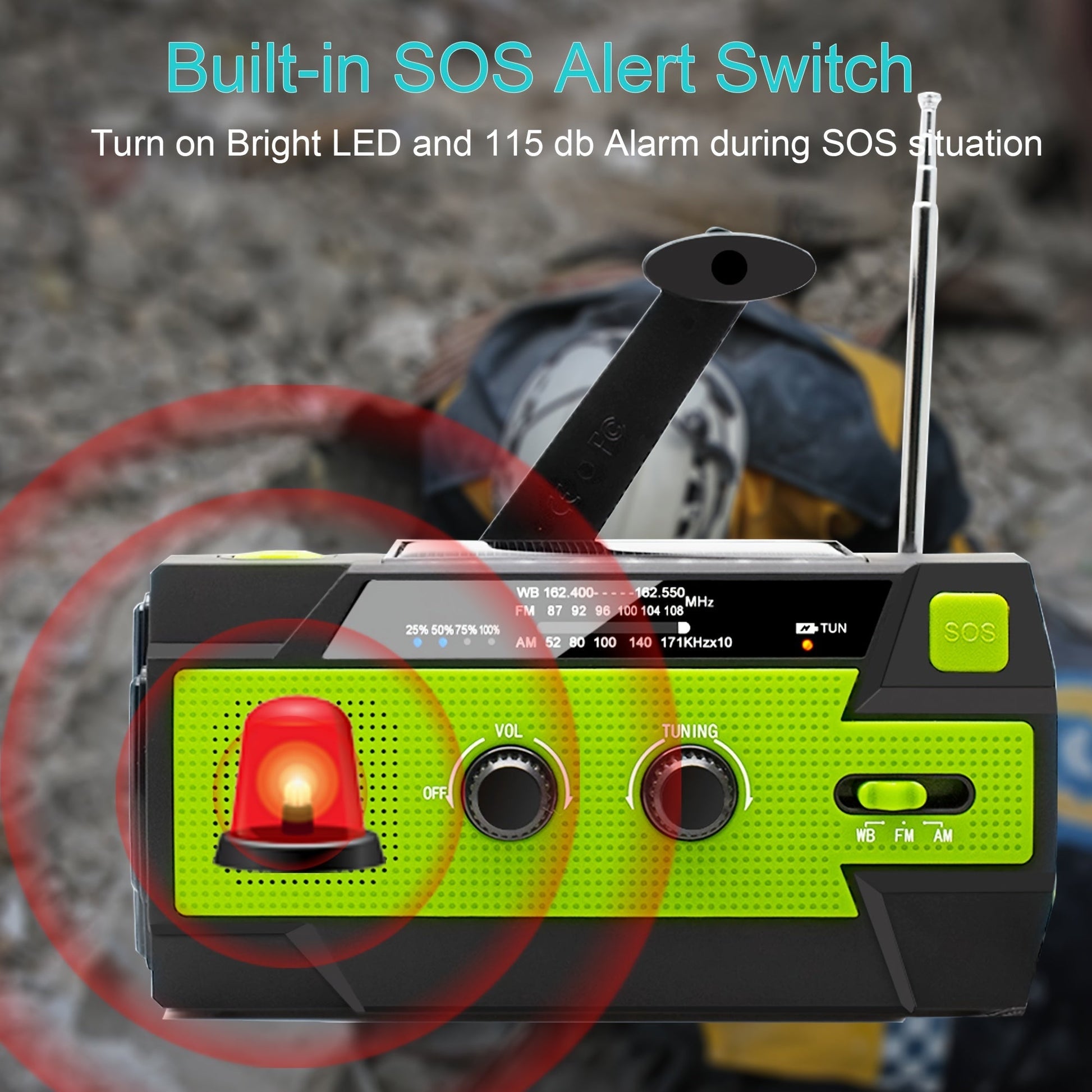 Emergency Weather Radio Power Bank with LED Flashlight-4
