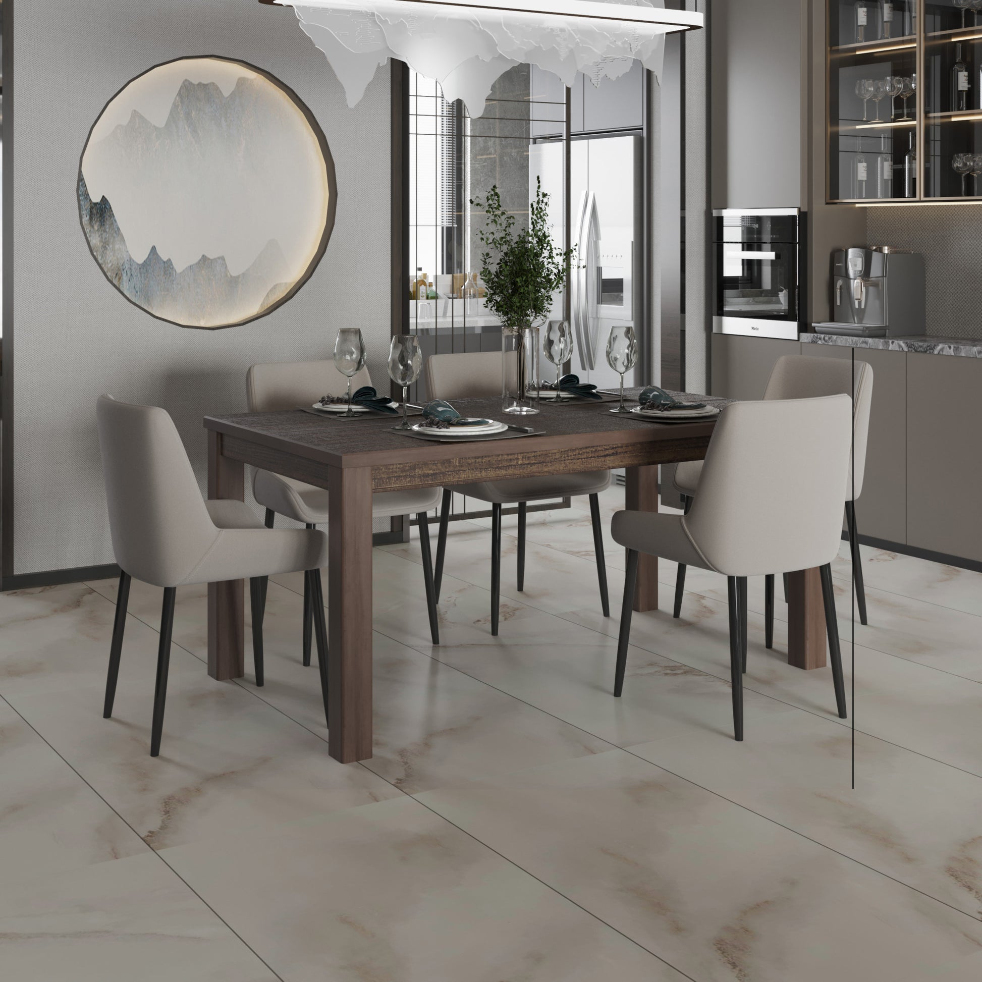 35" Espresso Solid Wood Dining Table-6