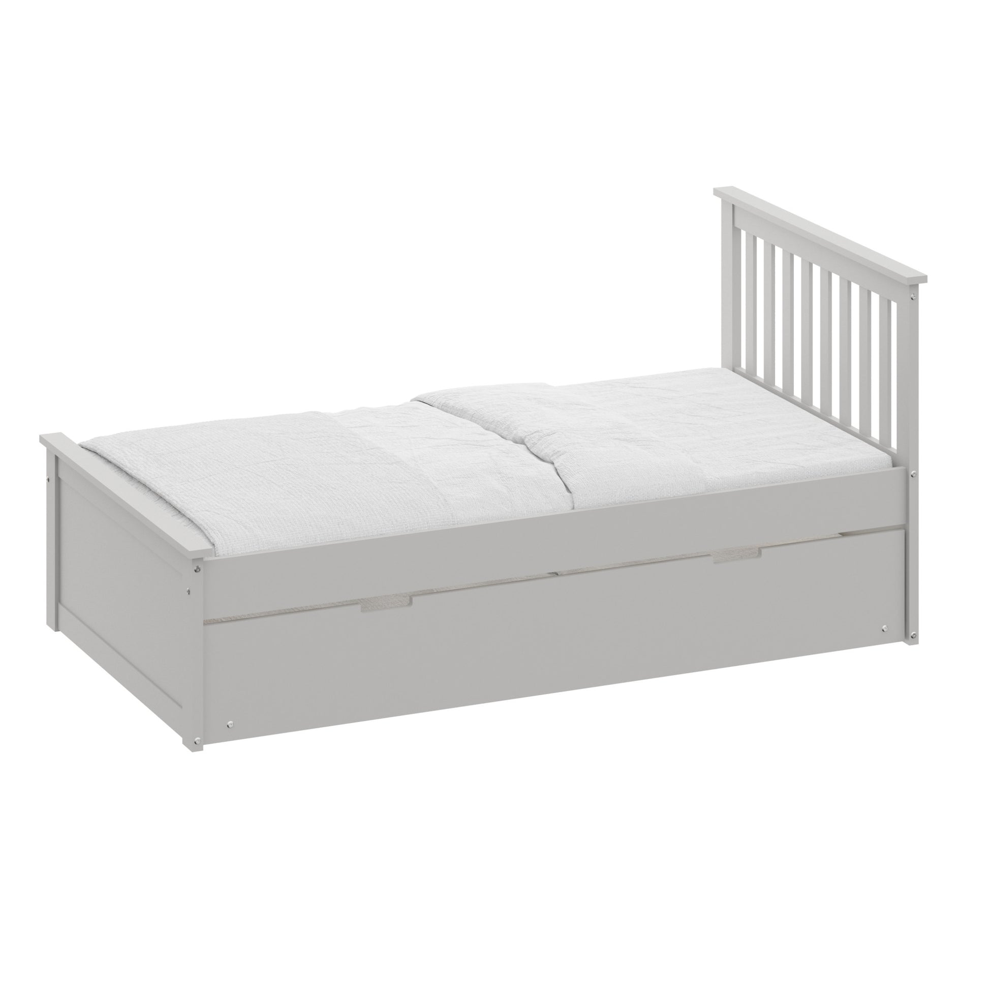 Gray Solid Wood Twin Bed With Pull Out Trundle-1
