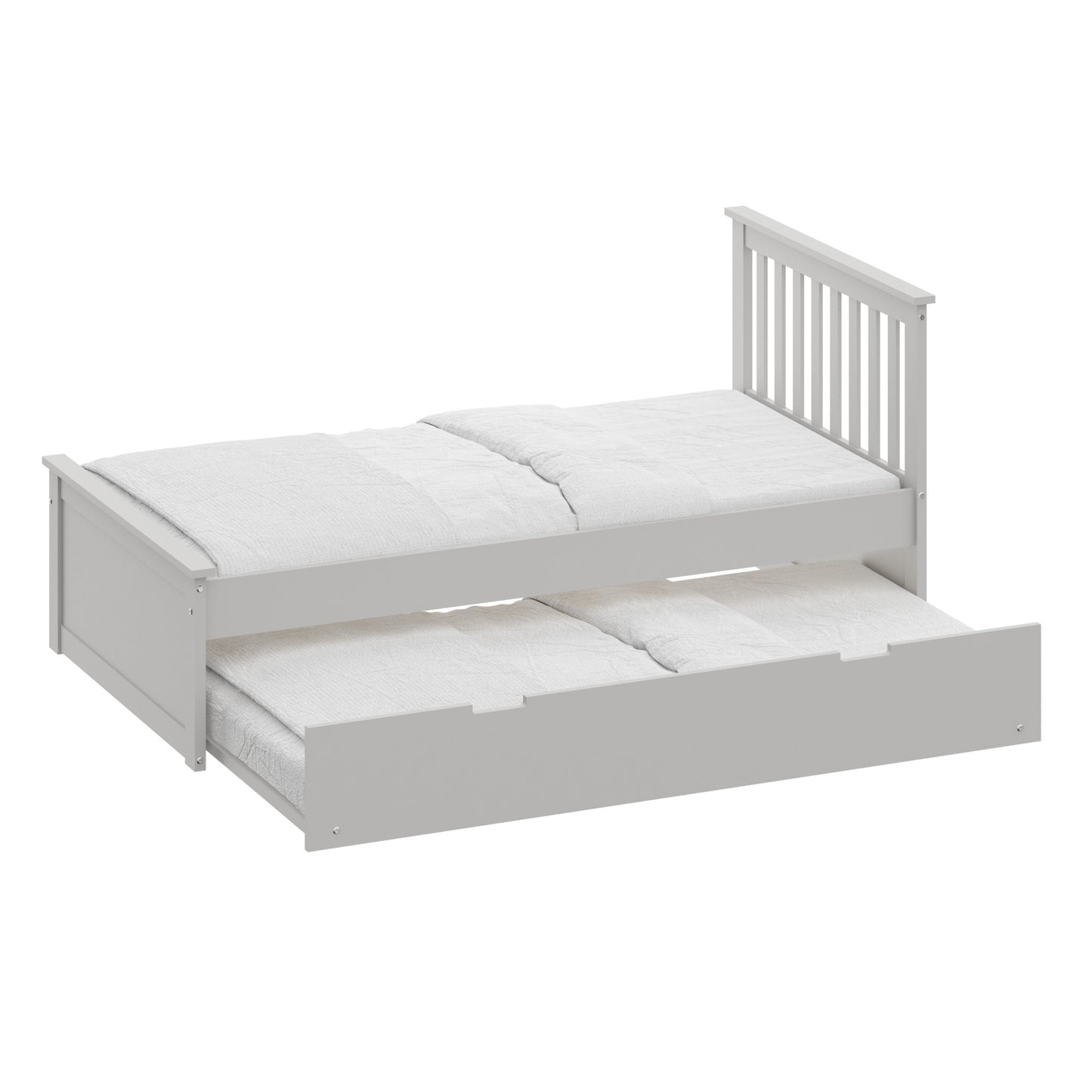 Gray Solid Wood Twin Bed With Pull Out Trundle-2