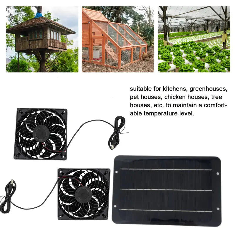 Solar-Powered Electric Ventilator - 10W/12V Dual Fan Pack-4