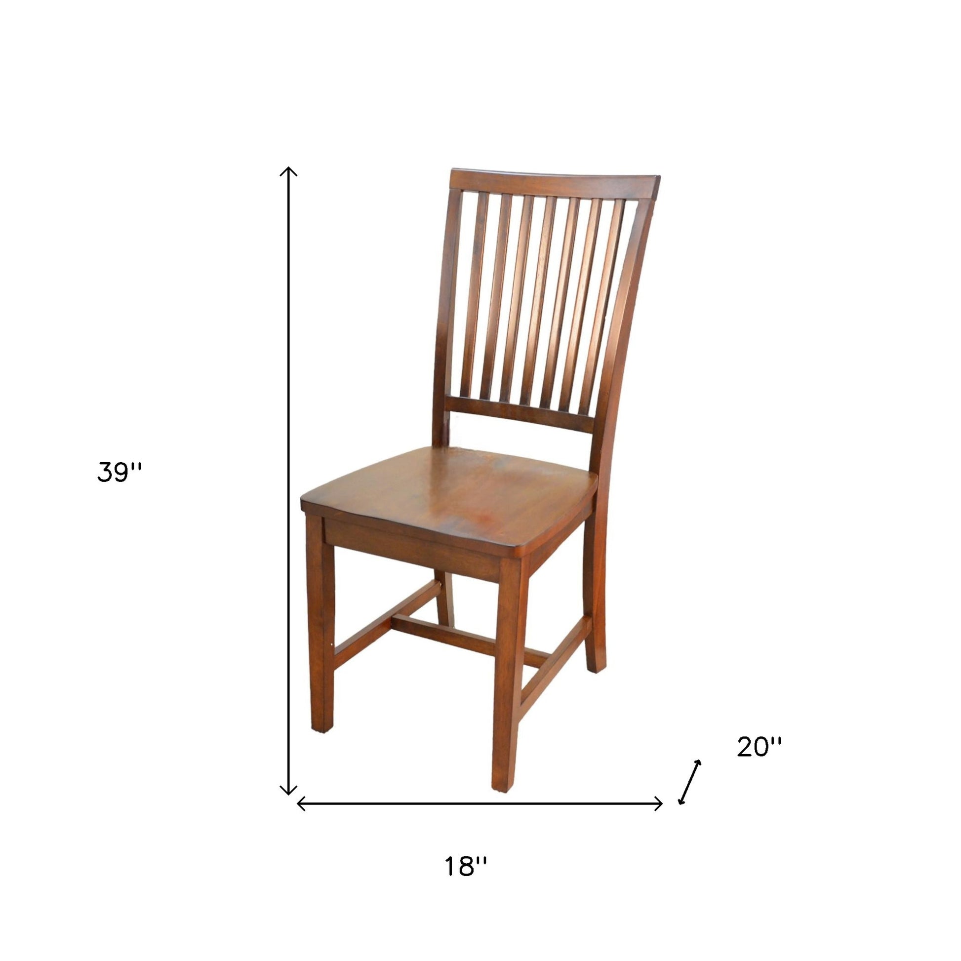 Chestnut Wood Slat Back Dining Side Chair-4