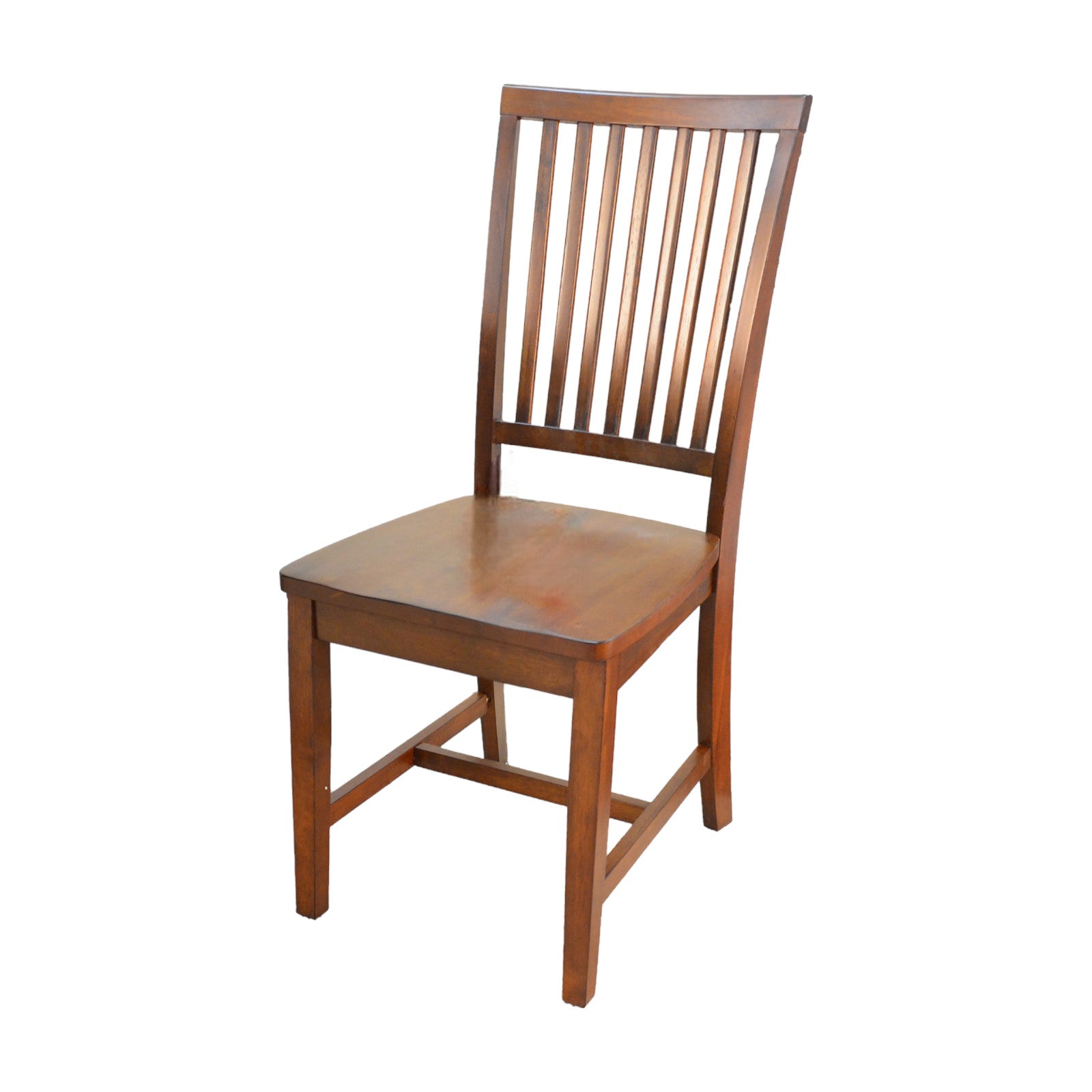 Chestnut Wood Slat Back Dining Side Chair-1