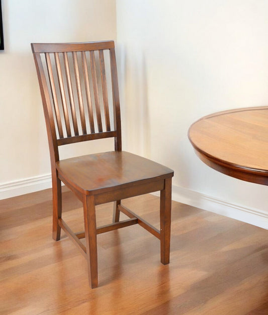 Chestnut Wood Slat Back Dining Side Chair-0