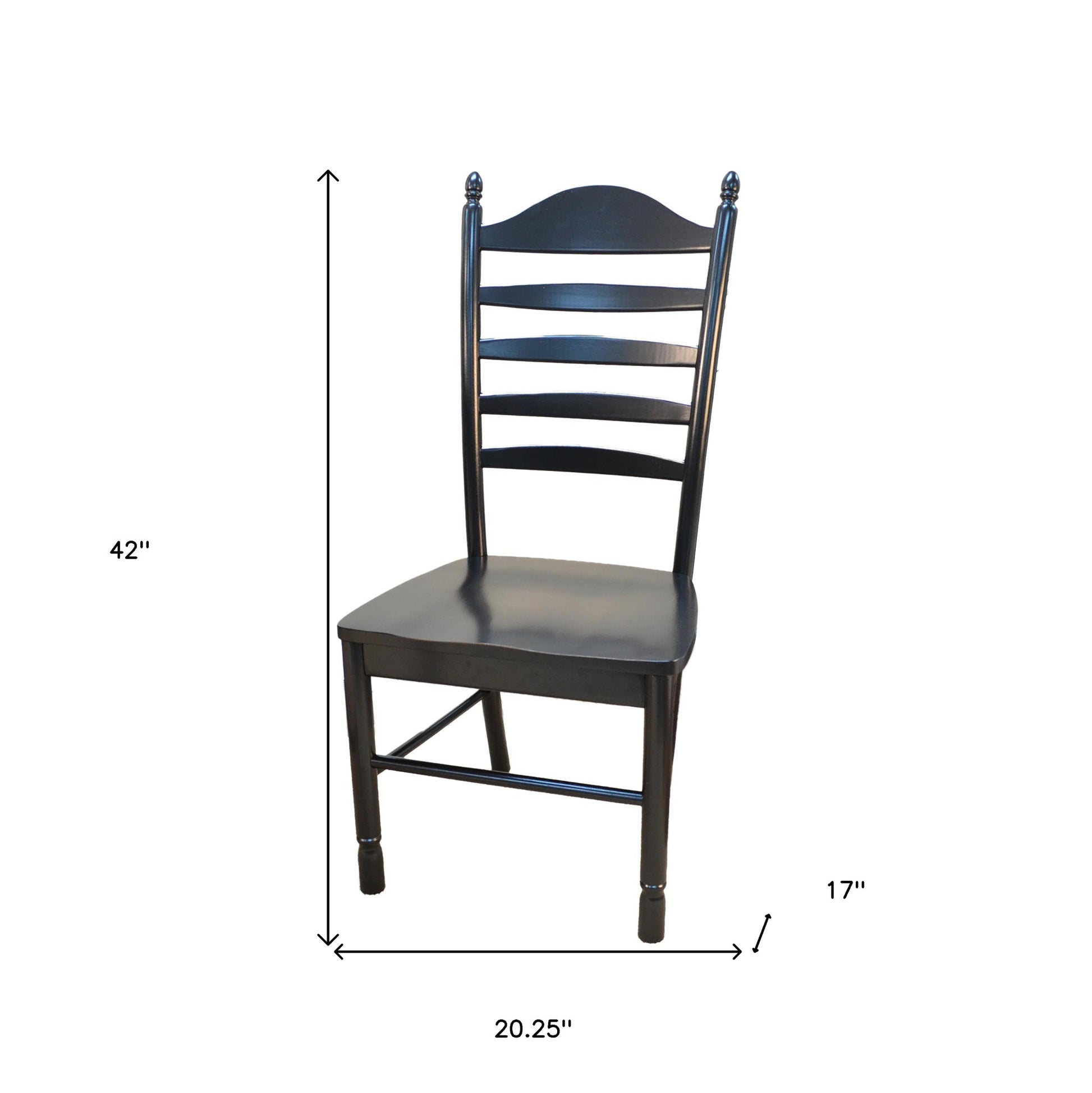 Black Wood Ladder Back Dining Side Chair-4