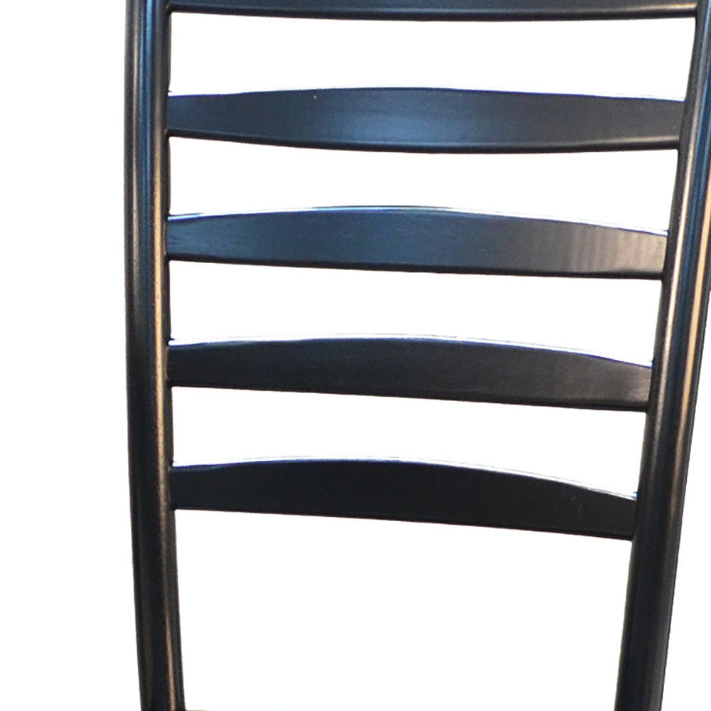 Black Wood Ladder Back Dining Side Chair-2