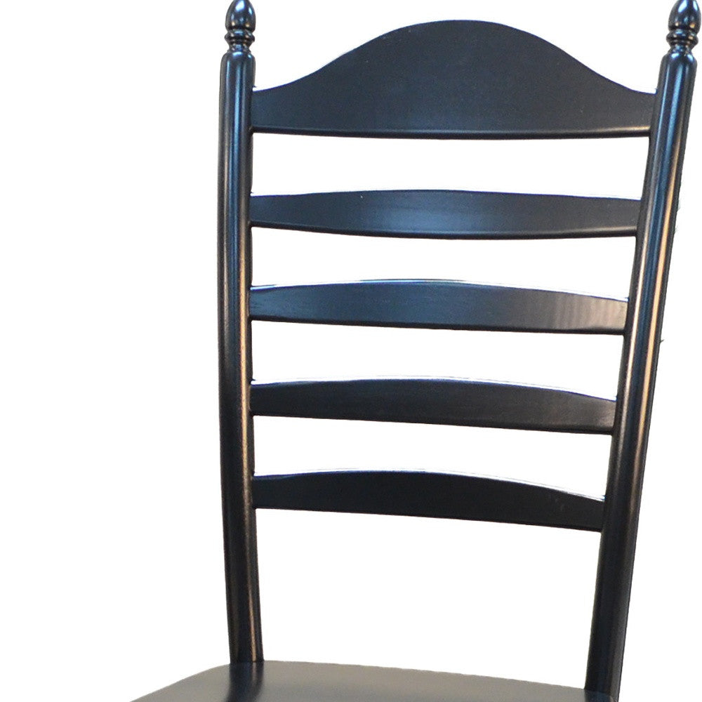 Black Wood Ladder Back Dining Side Chair-3