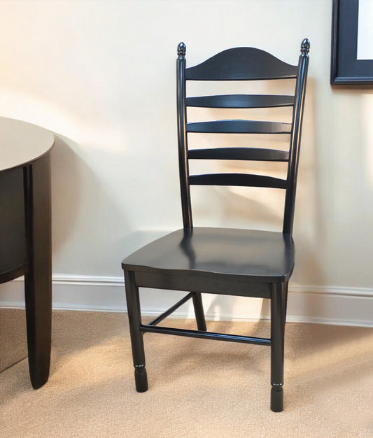 Black Wood Ladder Back Dining Side Chair-0