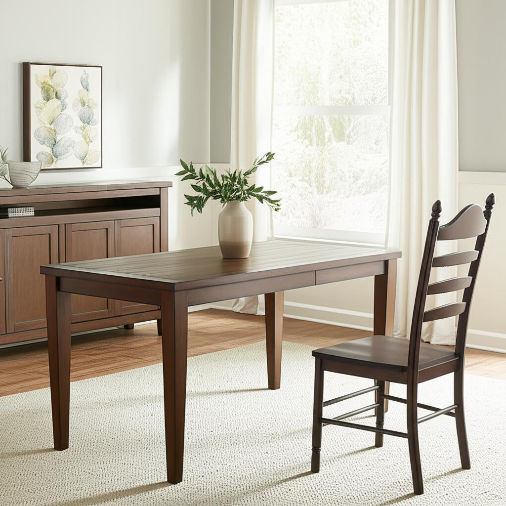 Espresso Wood Ladder Back Dining Side Chair-1