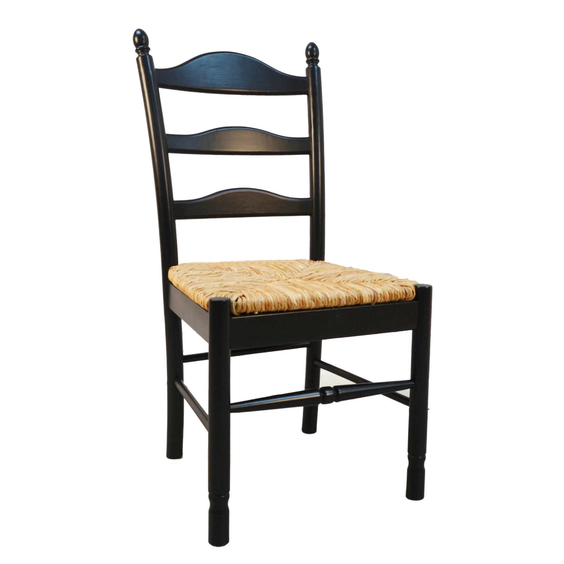 Straw And Black Wood Ladder Back Dining Side Chair-1