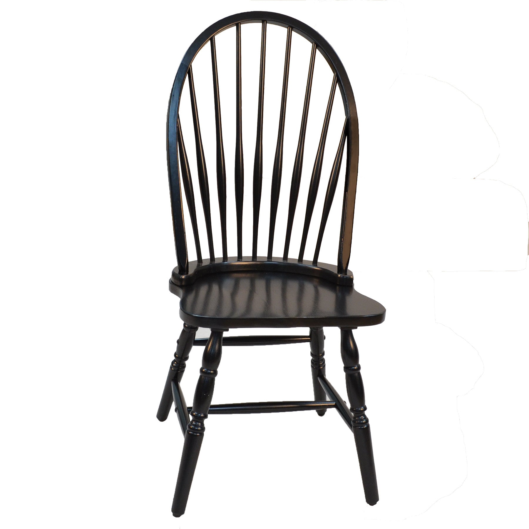 Black Wood Windsor Back Dining Side Chair-1
