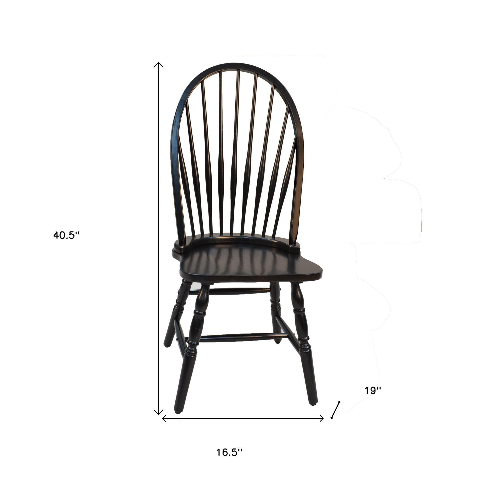 Black Wood Windsor Back Dining Side Chair-4