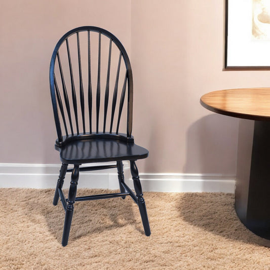Black Wood Windsor Back Dining Side Chair-0