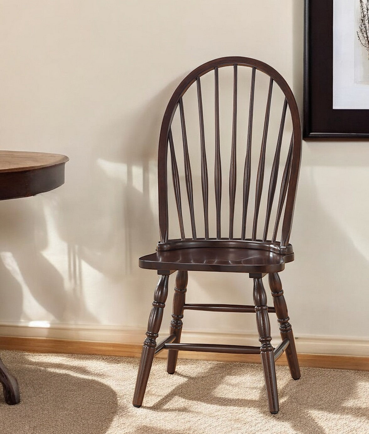 Espresso Wood Windsor Back Dining Side Chair-1
