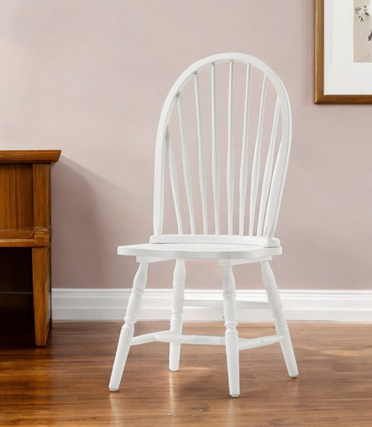White Wood Windsor Back Dining Side Chair-0