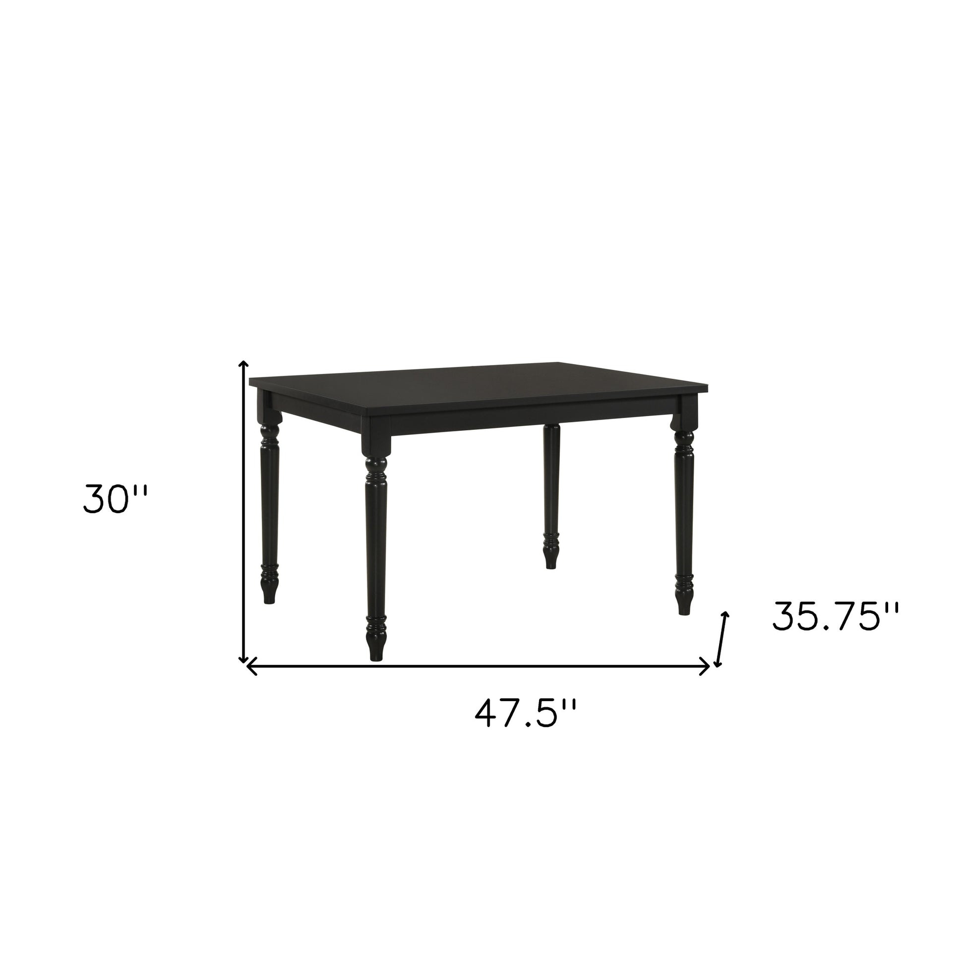 48" Black Solid Wood Dining Table-3