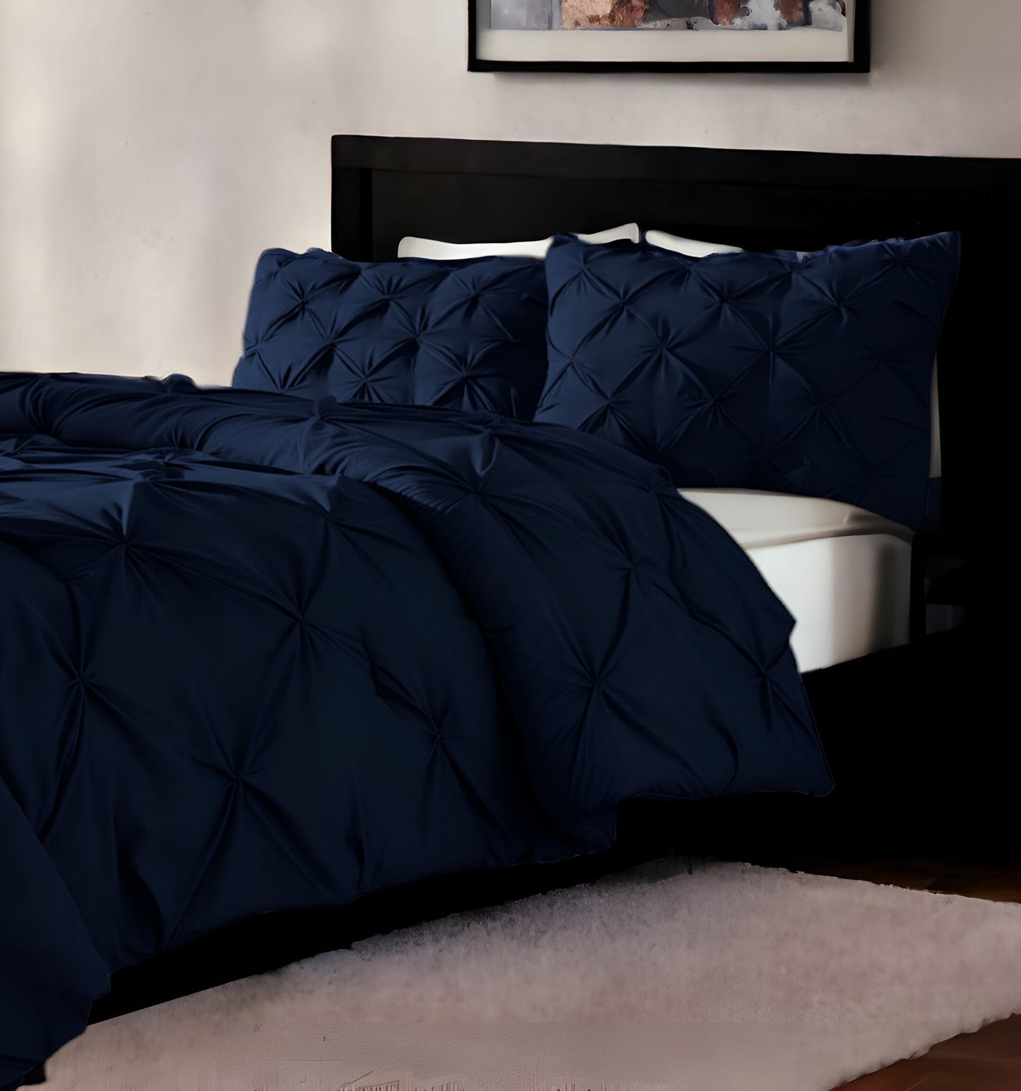 Navy Blue Queen Microfiber 110 Thread Count Washable Down Alternative Comforter-0